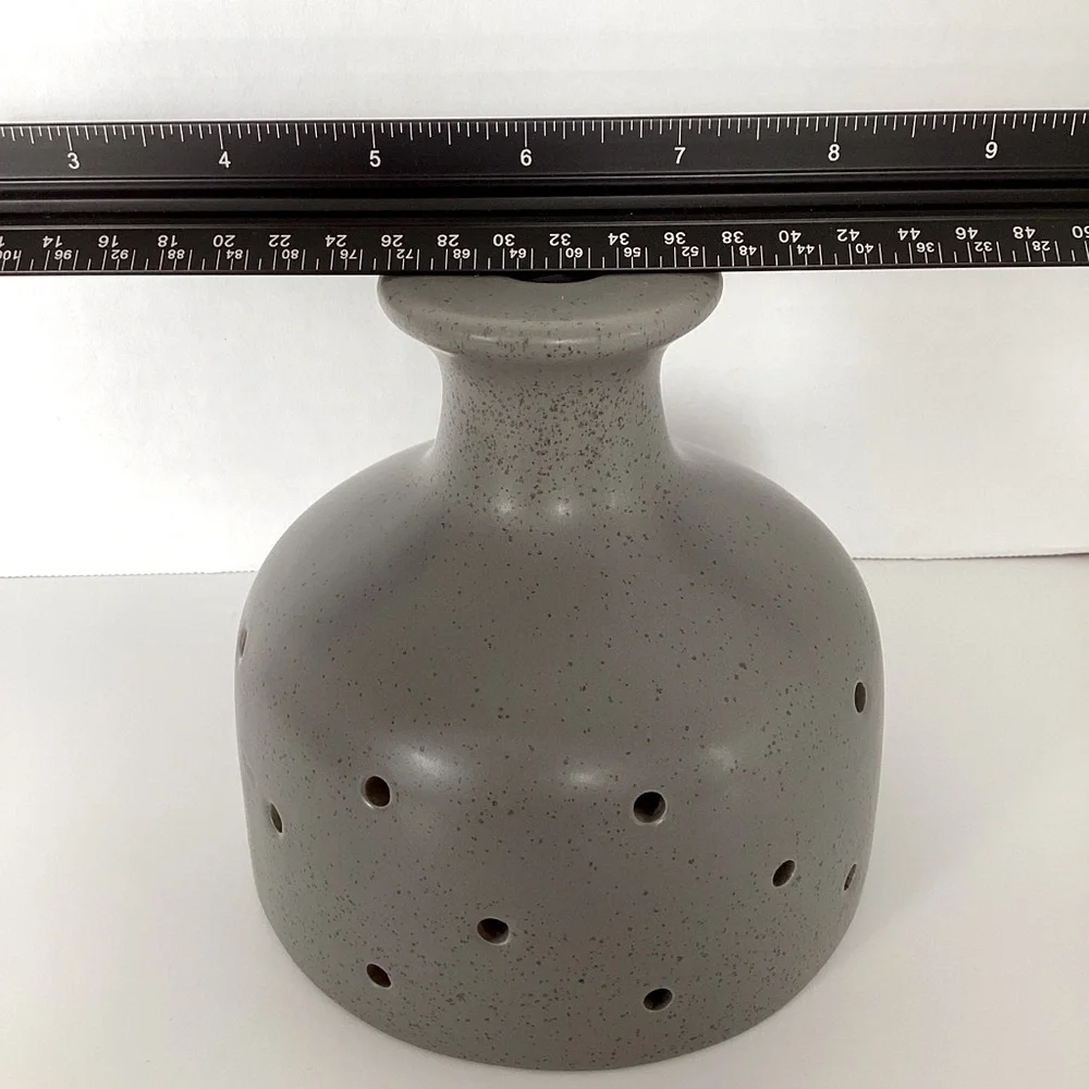 Wabi Sabi Luminary Pendant Light Fixture Shade Pierced Perforated Gray Ceramic